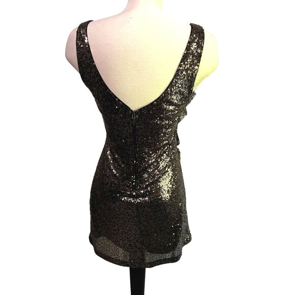 Anna Grace Bronze Sequined Dress Sz Small Womens Sleeveless Mini - Picture 2 of 12